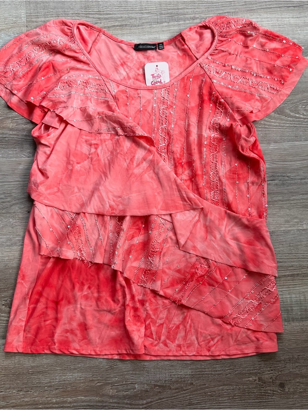 Y2K Notations Tie Dye Ruffle Top XL